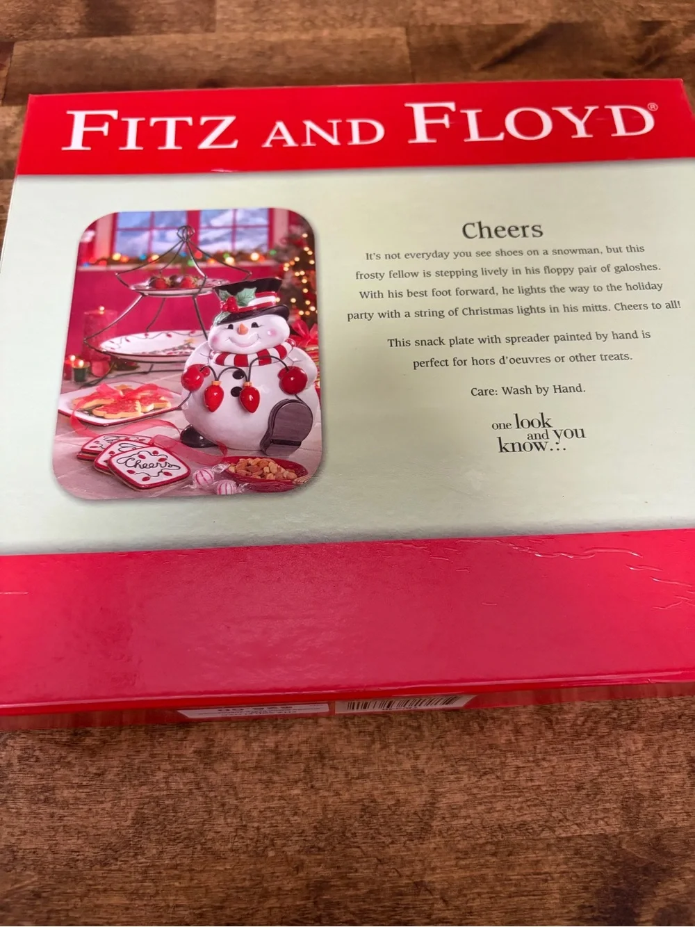 Fitz and Floyd Red and White Snowman Cheers Cheese Plate with Spreader